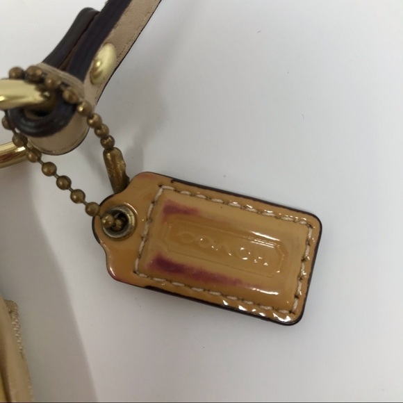 Coach Signature Jacquard Khaki Tan Crossbody bag long strap and Salmon lining - Picture 7 of 8